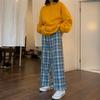 Spring Summer Latest Korean Loose Students High Waist Thin Plaid Pants Wide Leg Pants Casual Straight Pants Streetwear
