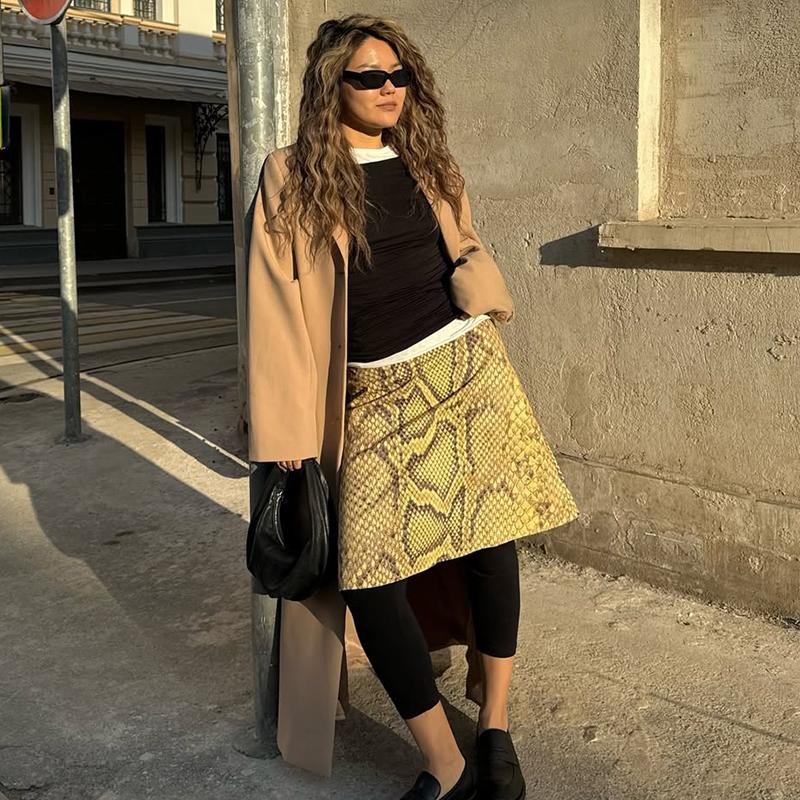 Snake Printed Straight Skirt For women High Waist Loose Long Skirt Ins Hot Streetwear Female Skirt Summer New 2026