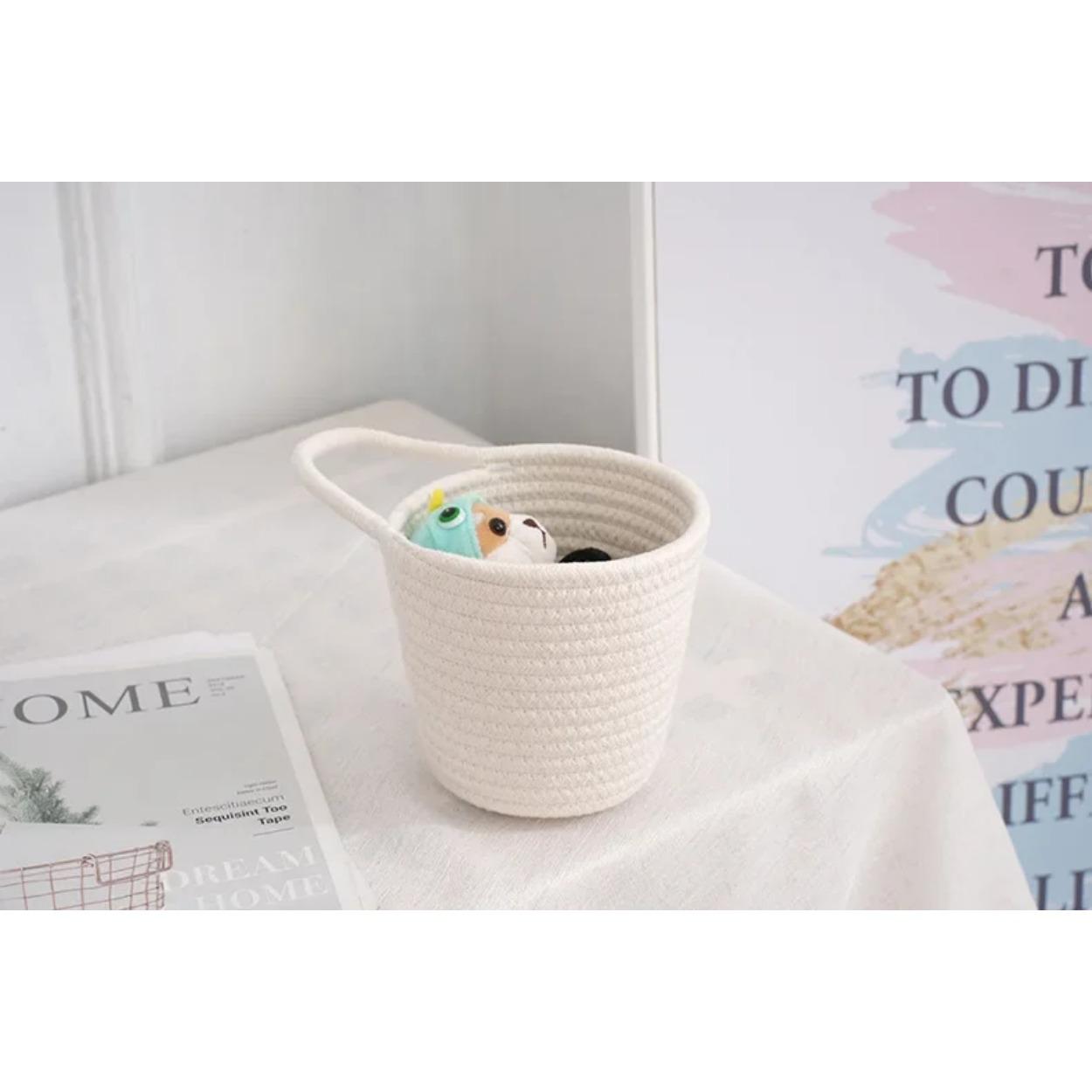 

Корзина для хранения из хлопковой веревки, ведро для хранения большой емкости, контейнеры для файлов, пустые корзины для игрушек для собак, корзина для белья, ящики 14x14cm белый