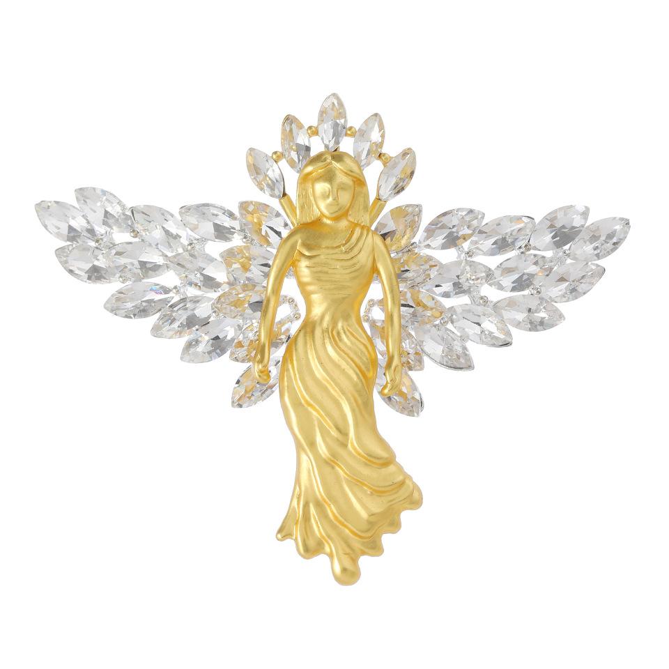 Wings Angel Brooch for Women Rhinestone Lady Party Office Corsages Pins Gifts