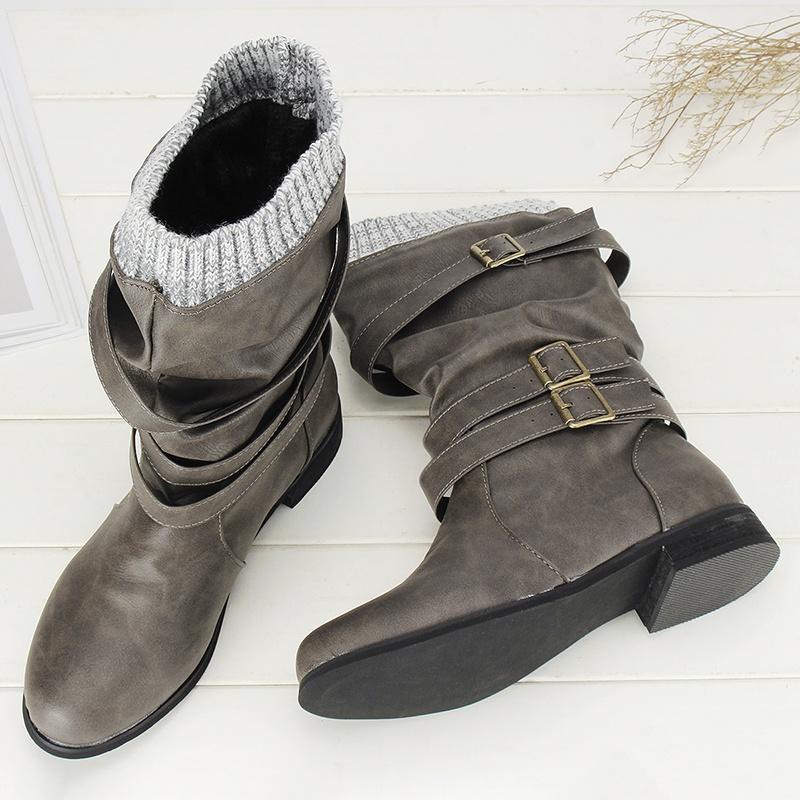 sweater buckle bootie