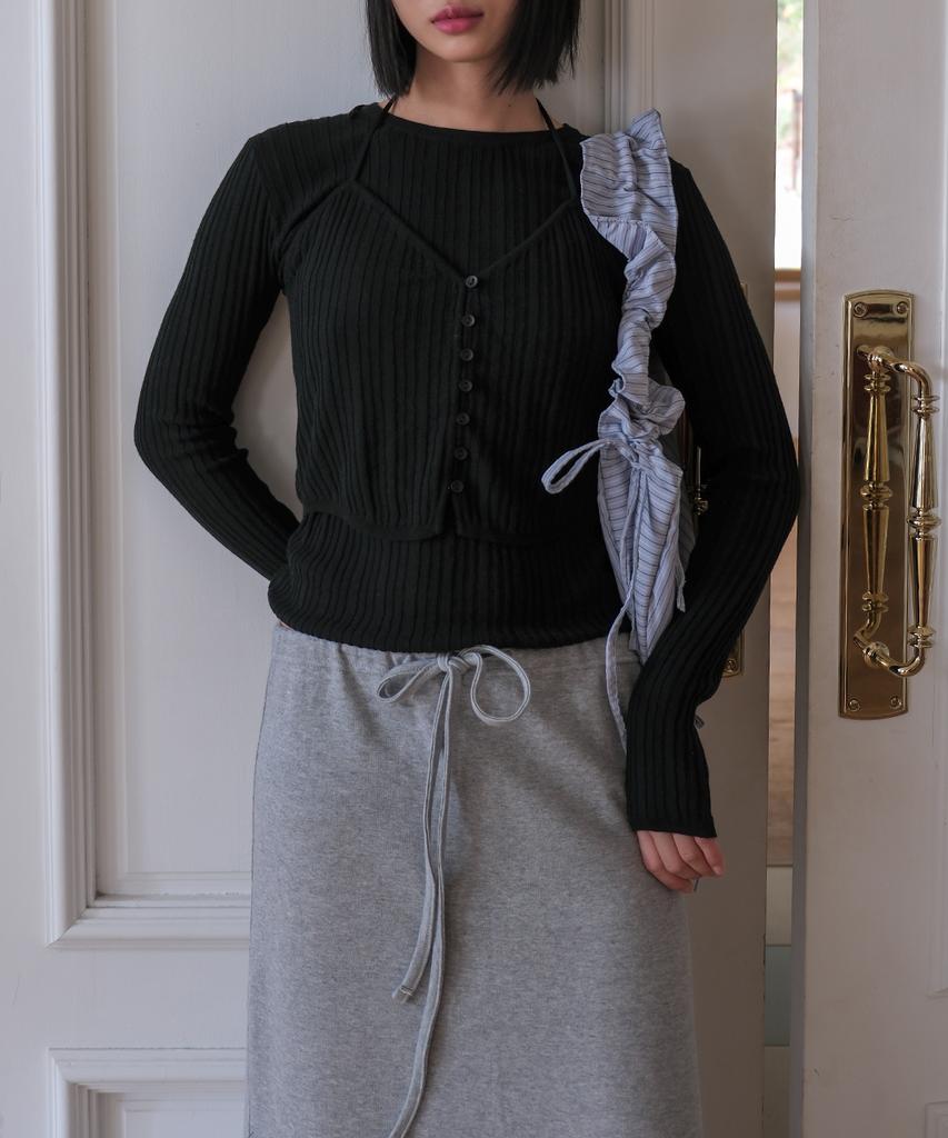 320SHOWROOM Regular Fit Layered Halter Knit Black