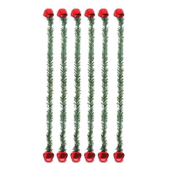 Christmas Garland Ties with Bells Decorative Rope Straps for Wreaths Railings Stairs Flexible Faux Pine Needle Twist Ties Xmas Holiday Decor