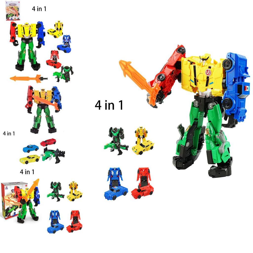 Four-in-one Transforming Toy Set Robot Car Dinosaur And Vehicle Plastic Material