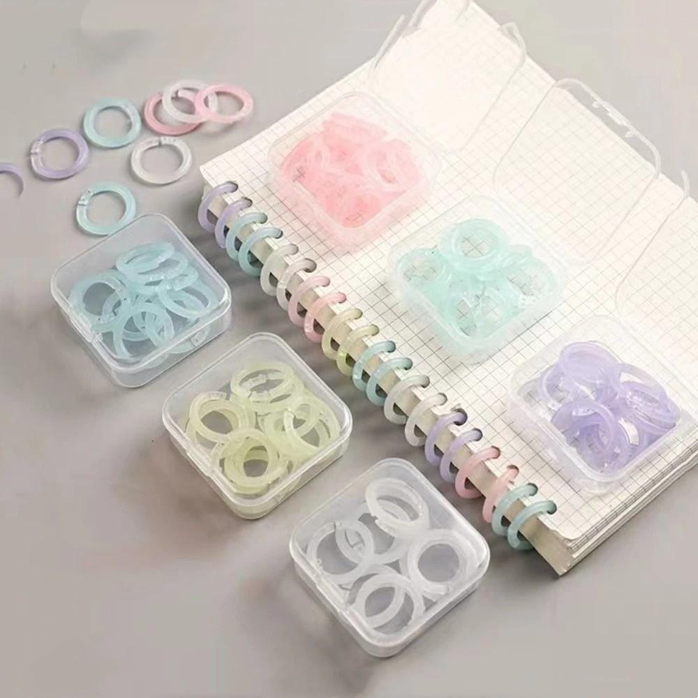 20pcs/box Transparent Colorful Plastic Binding Coils Punch Buckle Rings  Binding Notebooks
