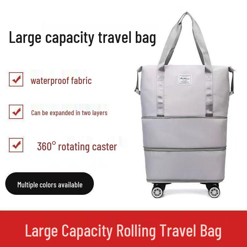 Extra-Large Expandable Travel Duffel with Wheels: Wet/Dry Separation, Lightweight & Practical for Prenatal Storage & Business Trips.
