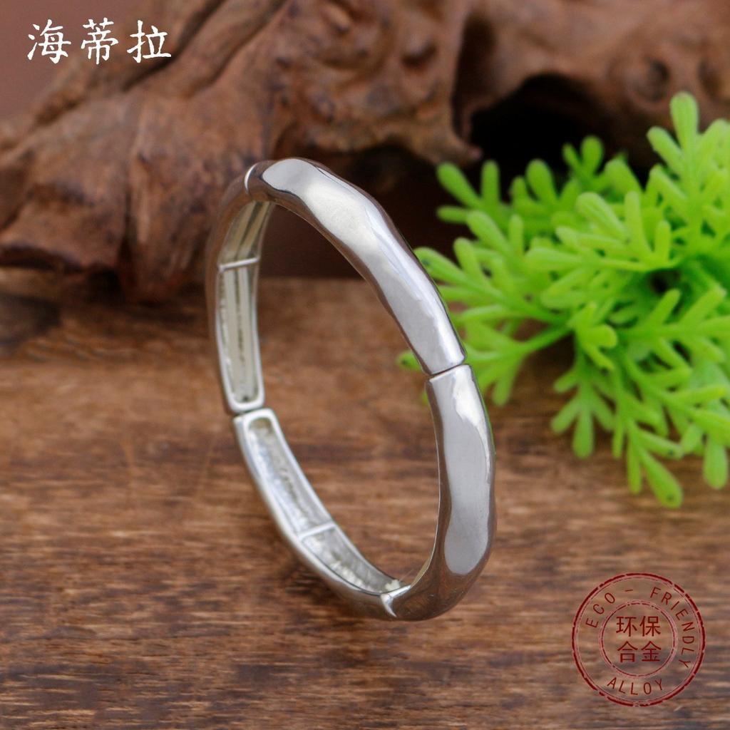 Brushed and bright electroplated ring elastic bracelet men's and women's fashion high-end versatile bracelet