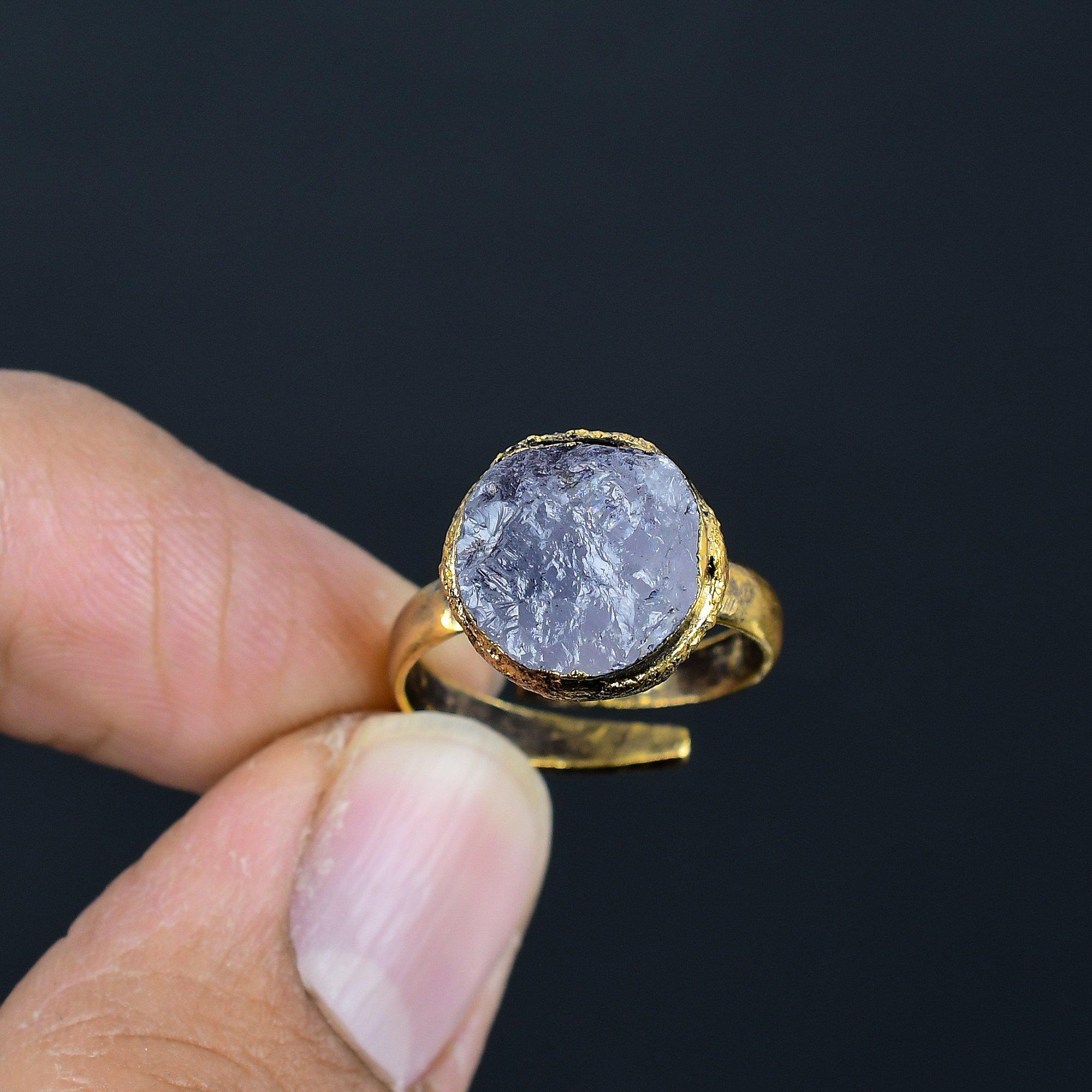 

Танзанит Кольцо с драгоценным камнем ручной работы, Медное гальванопластическое кольцо Антикварные украшения, Регулируемое кольцо Подарок на помолвку