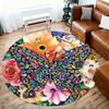 1pc Butterfly Flowers Pattern Office Round Rugs, Under Chair Round Rugs for Living Room, Bedroom, Bathroom Decoration Carpet 091836