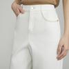 Elle French Design Solid Color Casual Straight Leg Jeans Women bottoms Off-White EQ50930