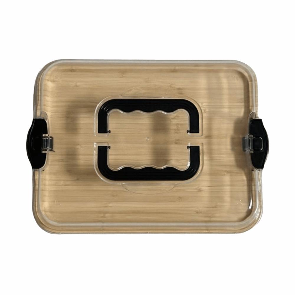 

Divided Grid Bamboo Cheese Board Snap-On Lid Charcuterie Board Easy-Clean Serving Platter Parties 1 Grid