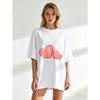 Women's Short-Sleeve T-Shirt with Cute Pink Double Heart Cartoon Print