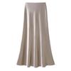 White Acetate Satin Fishtail Skirt - Women's Slimming Summer 2025 Bodycon Half Skirt
