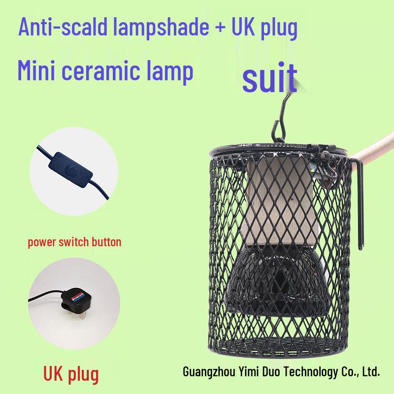 Parrot & Turtle Ceramic Heater Lamp with Insulated Box and Anti-Scald Lampshade for Warming Birds and Sugar Gliders