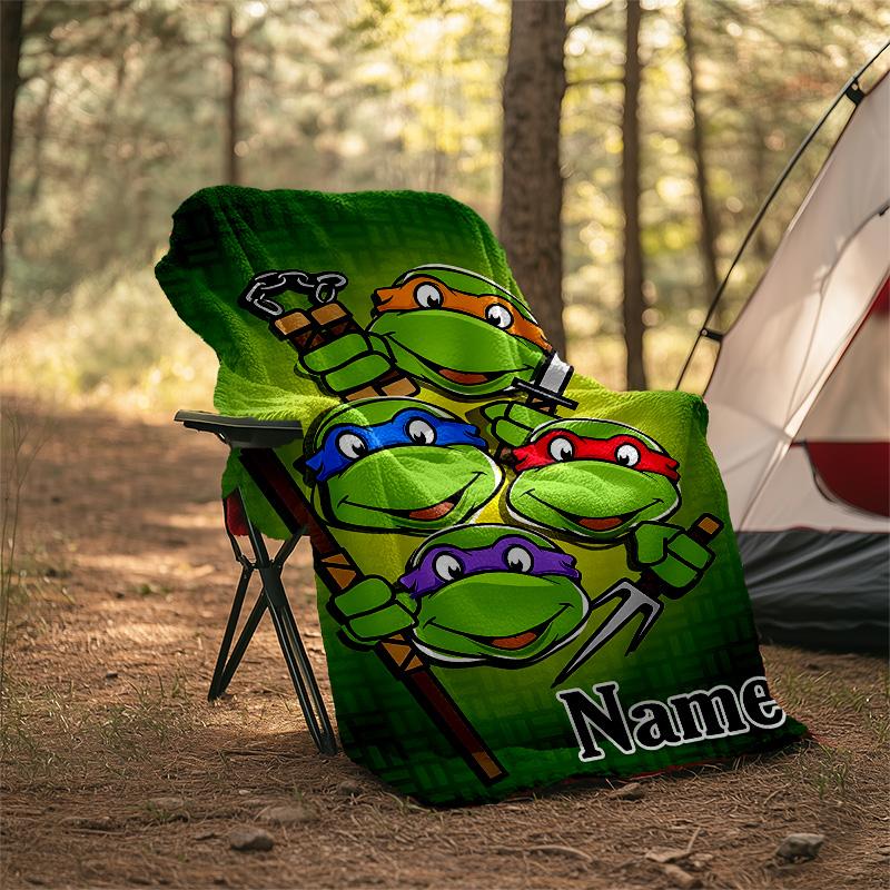 Customizable TMNT Throw Blanket – Personalized Name, All-Season Cozy Snug Blanket, Machine Washable, Personalized Blanket