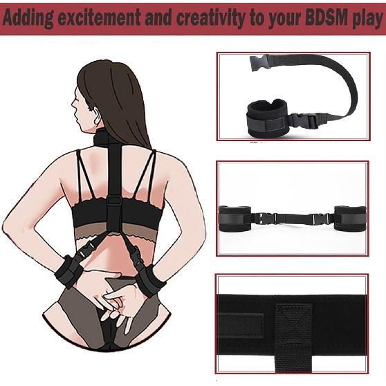 BDSM Sex Bed Bondage Restraints Straps Bondaged Tie Downs Kit Women Sweater | 4Pcs Sex Hand Cuff Bracelets Set for Adults Bdsm Handcuffs Restraints