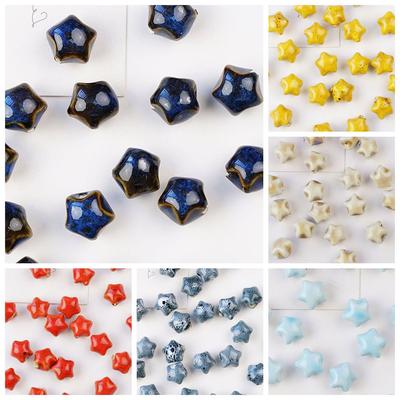 Color Pentagram Loose Beads Ceramic Bracelet Necklace Beaded Creative DIY Handmade Materials Factory Direct Sales