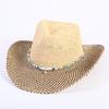 Popular Hollow Breathable Western Cowboy Straw Hat Men's and Women's Summer Sunshade Sunscreen Wide-brimmed Beach Hat