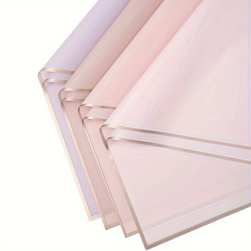 20 Sheets Size 22.8 X 22.8 Inches Semi-transparent Gold Edge Flower Wrapping Paper Plastic Wrapping Paper Flower Packaging DIY Handcraft Supplies