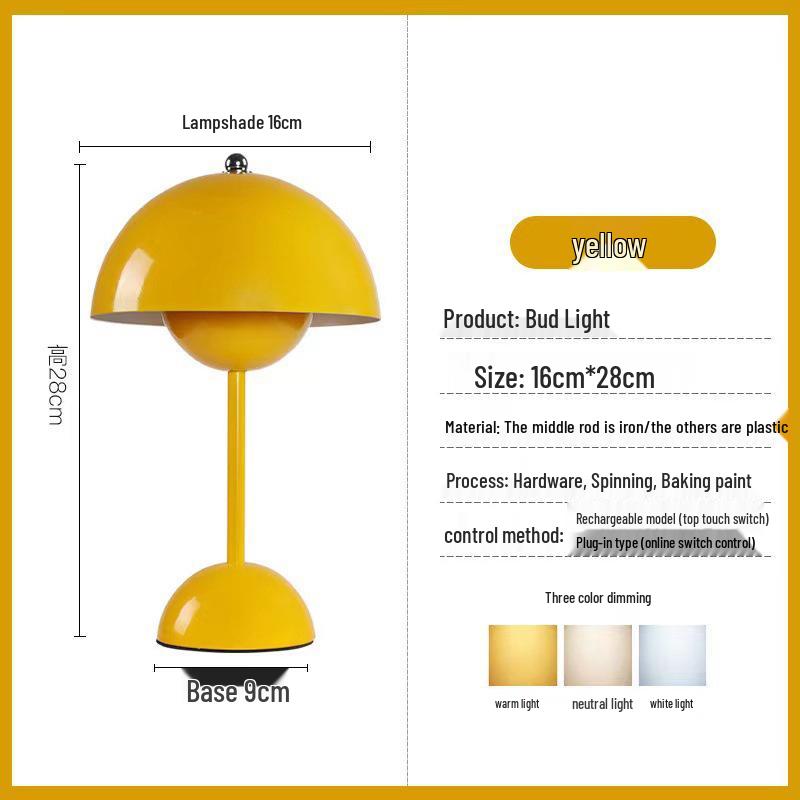 Danish Nordic Design Bedside Lamp with Wireless Charging