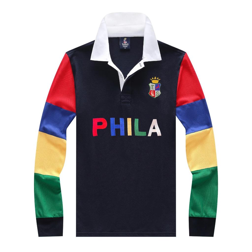 TrendHub Men's Polo Shirt USA Philadelphia Royal Short Casual Sport Party High-end Cotton Embroidery Luxury Contrast Color
