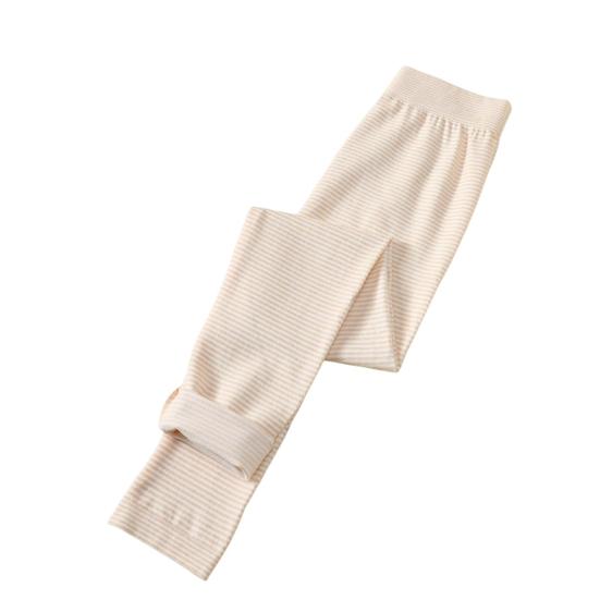 

Women Sleeping Pants Elastic High Waist Striped Print Long Pants Triangle Crotch-Plug-Up Design Seamless Pajama Bottoms