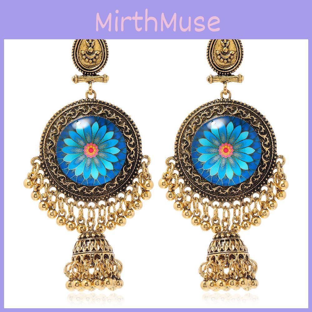 Ethnic Style Simulation Gemstone Decoration Women Necklace And Earring Set For Stylish Vintage Look