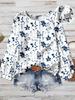 European & American Plus Size Floral Elegant Casual Loose Round Neck Women's Top