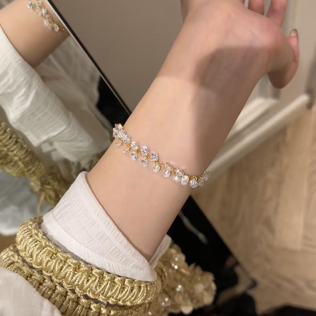 New Fashion Shiny Aaa Cubic Zirconia Adjustable Bracelets For Women Dainty Charms Wedding Engagement Party Trendy Jewelry