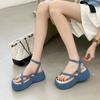 Women's Summer New Wrapped-toe Denim Wedge Sandals
