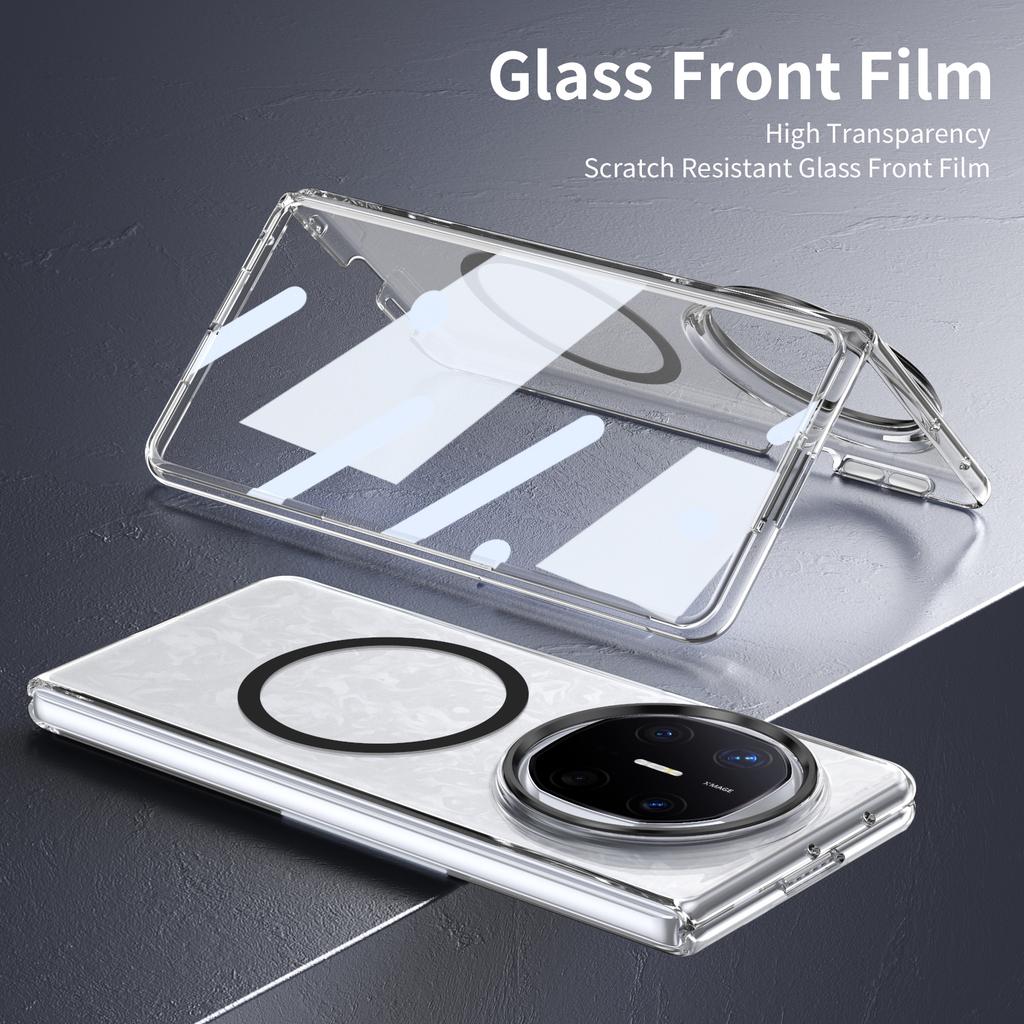 HD Transparent Magnetic Case For Huawei Mate X3 X5 X6 XT Foldable Crystal Clear Cover With Clear Tempered Glass Screen Protector