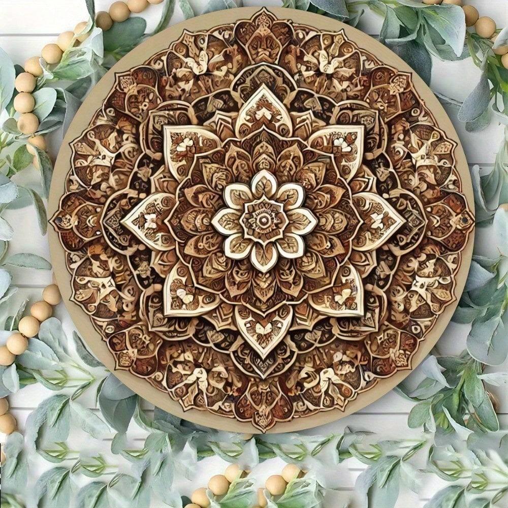 Vintage 7.8 Inch Metal Round Wall Sign Persian Turkish Style Iron Art Home Porch Decor Weather Resistant