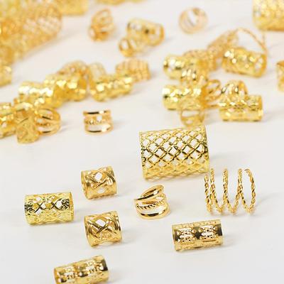 60/90 piezas de joyería de aleación para el cabello, puños para trenzas, cuentas de metal para rastas, anillos para el cabello, accesorios para trenzas de varios estilos