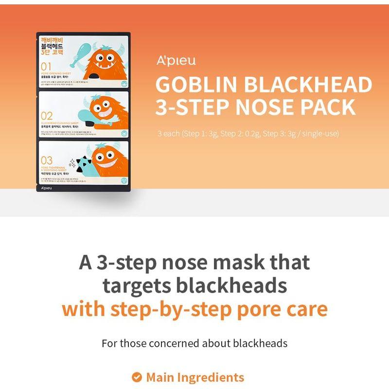 A'PIEU - Goblin Blackhead 3-Step Nose Pack