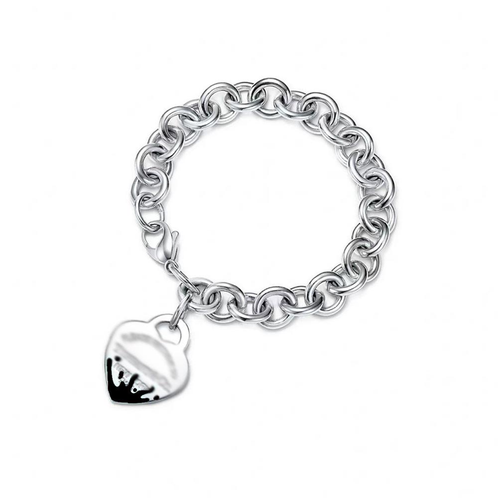 Classic Enamel Heart Bracelet for Women with Clasp Heart Pendant