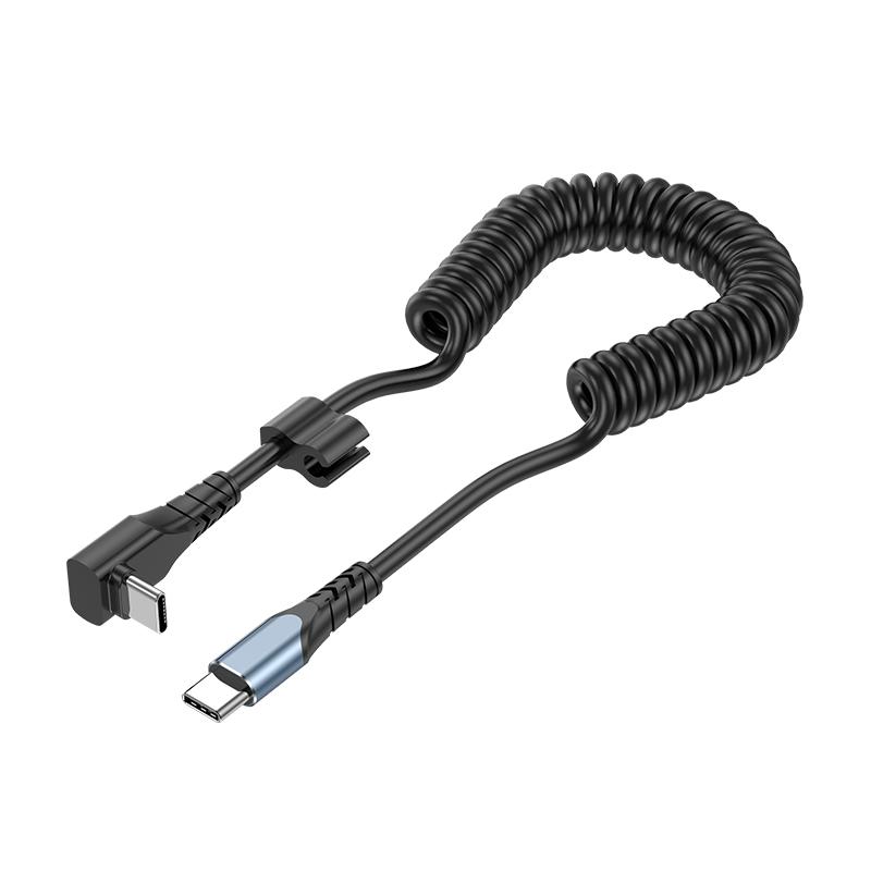 

For iPhone 15 Series 1.5m Type-C to Type-C TPU Cable Scalable Spring Elbow PD 60W 480Mbps Sync Charging and Data Cord