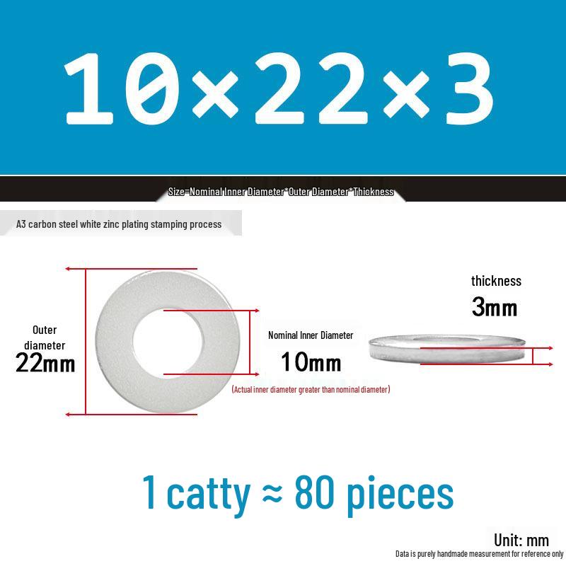 Extra Thick Galvanized Iron Flat Washer, Round, M3-M62