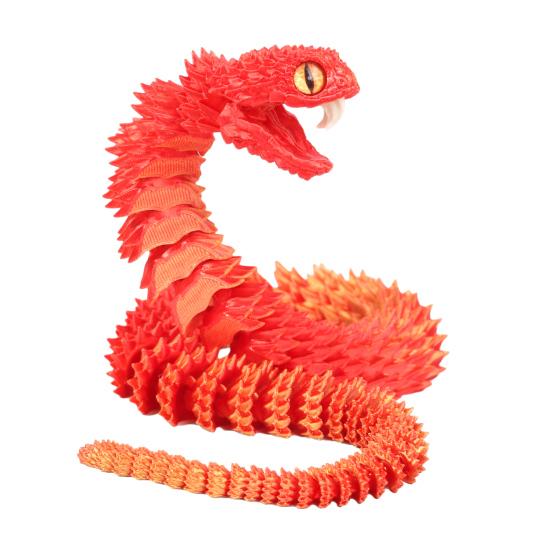 3D Printed Snake Articulated Toy, Flexible Jointed Serpent Figurine, Realistic Fidget Stress Reliever for Adults, Office Desk Decor Gift