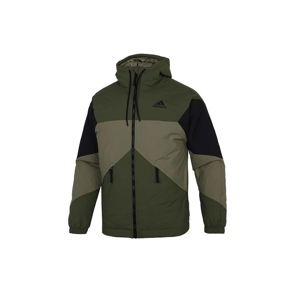 Adidas Color Block Spliced Warm Cotton Jacket Men Outerwear Military-Green GT6547