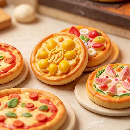 Miniature Scene Decorations 2Pcs Mini Resin Pizza Ornaments, Realistic Miniatures, Tiny Simulation Figures Food Ornaments for DIY Craft Project, Doll