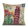 Linen Pillowcase American Rustic Rose Sofa Cushion Cover Retro Style Car Home Soft Decoration