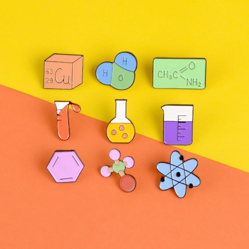 Creative Chemistry Reagent Beaker And Test Tube Brooch Pin Set For Science Lovers And Students
