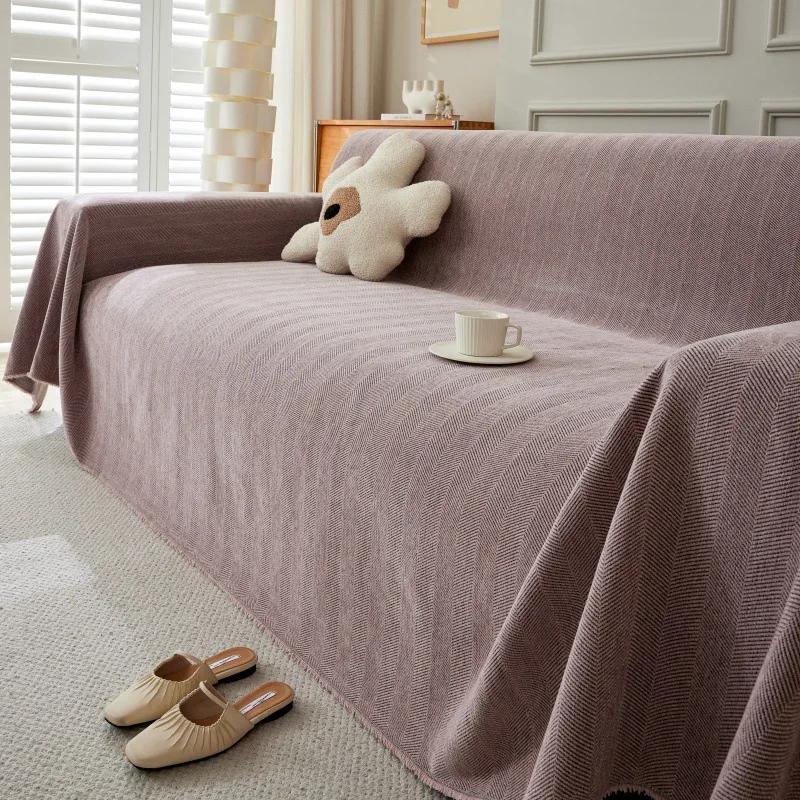 Simple Universal Solid Color Chenille Sofa Cover For All Seasons Non Slip Durable Dustproof Furniture Cushion Home Decoration