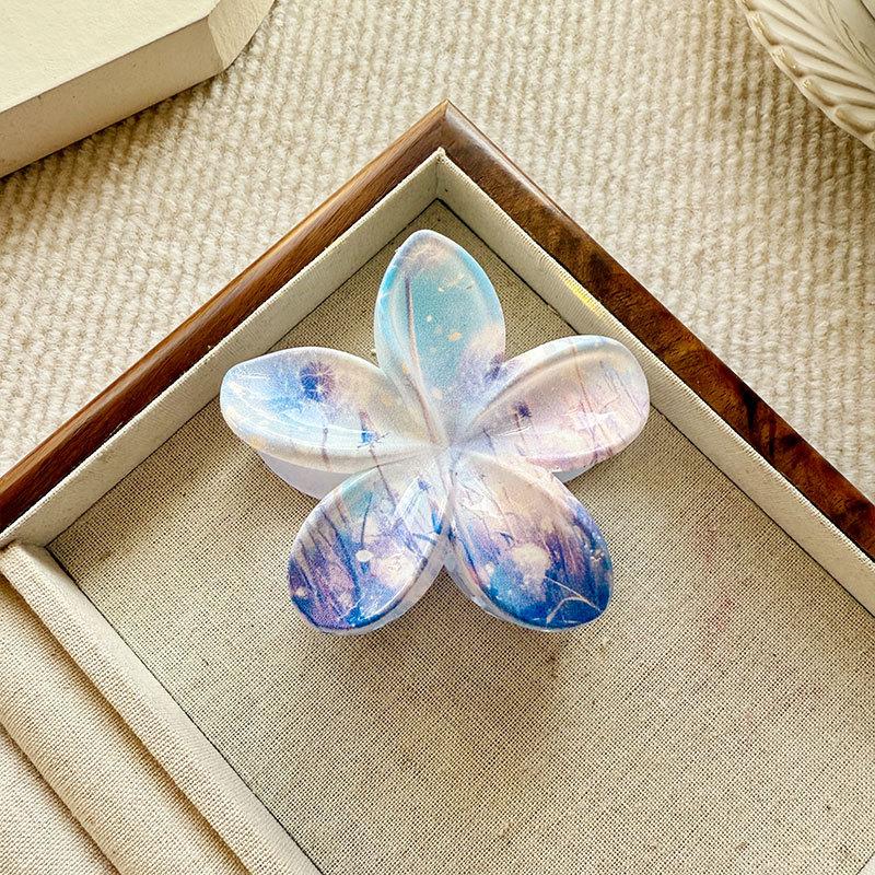Smudge Frangipani Haarspange Damen Bunt Vielseitig Haifisch-Klammern Einfache Haaraccessoires