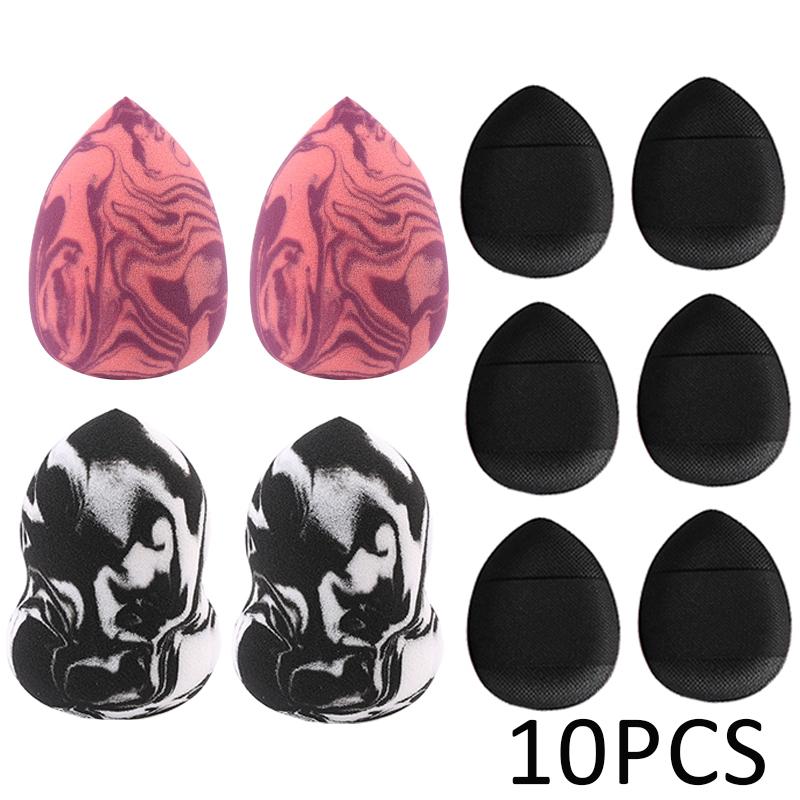 

10 шт., набор спонжей для макияжа, косметическая основа, пудра, яичная губка, мини-пуховка для пальцев, инструмент для красоты, женские аксессуары для макияжа