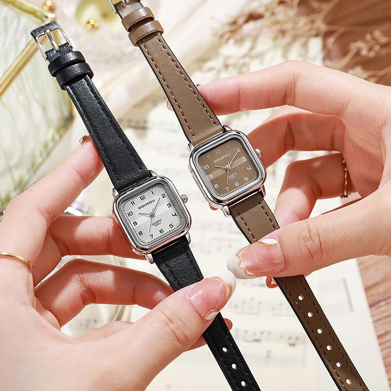 Simple Arabic Square Small Dial Leather Belt Quartz Watches Wristwatches Ladies Watches Casual Clock Gift Dress Montre Femme