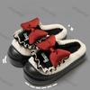 Fashion Women Cotton Slippers Girls Winter Bows Waterproof Warm Plus Velvet Slides Outdoor Warm Fluffy Slides Indoor Soft Plush Slippers