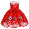 Girls Christmas Princess Dress with Santa Snowflake Print - Holiday Party Dress