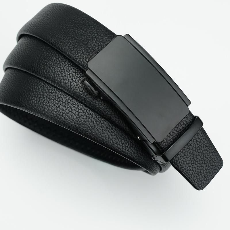 Men's New Belt Automatic Buckle Belt Trousers Belt Black Slim Belt