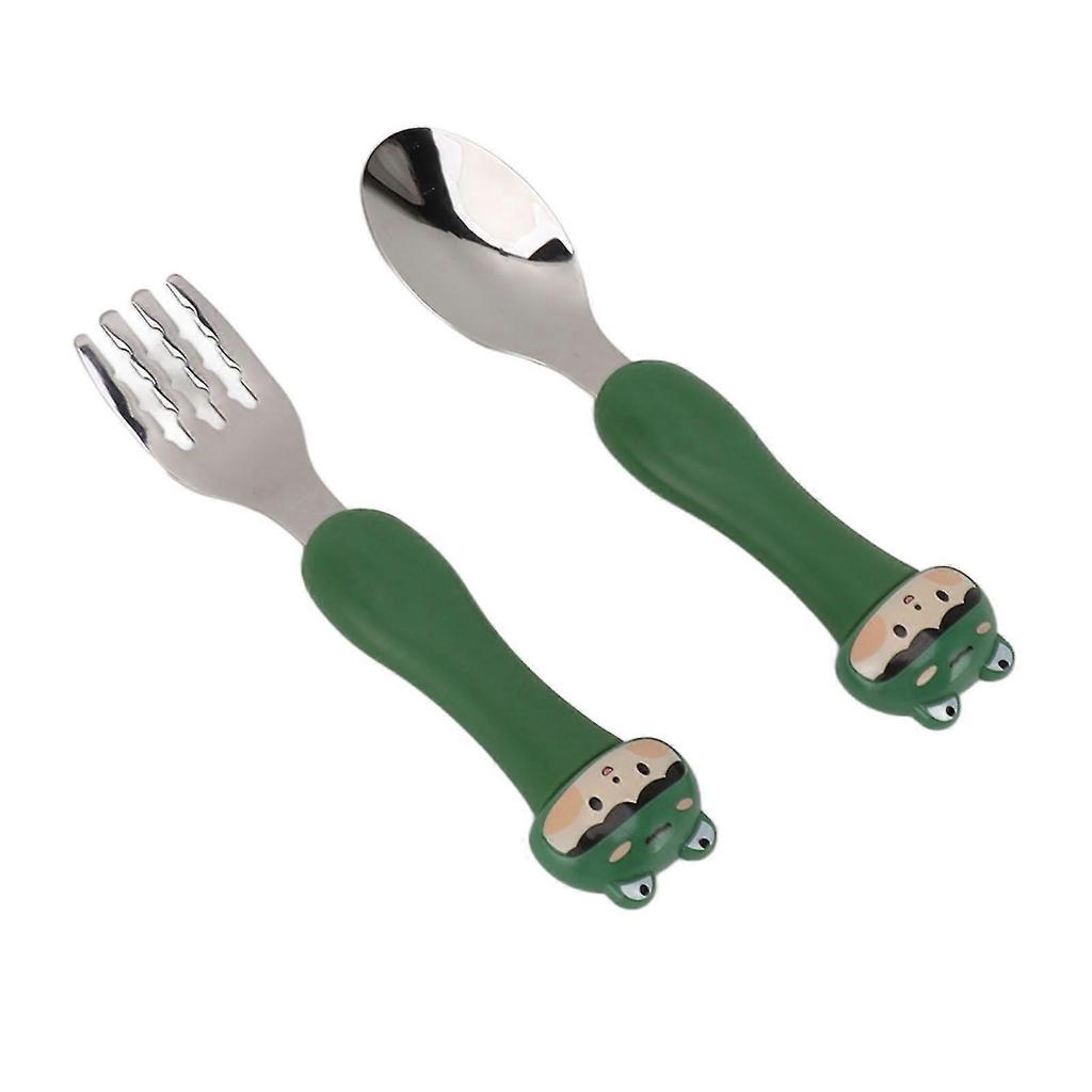 JiaWei Baby Fork Cute Cartoon Shaped Spoon PP Handle Stainless Steel Tableware for Children Feeding Training Frog TUi